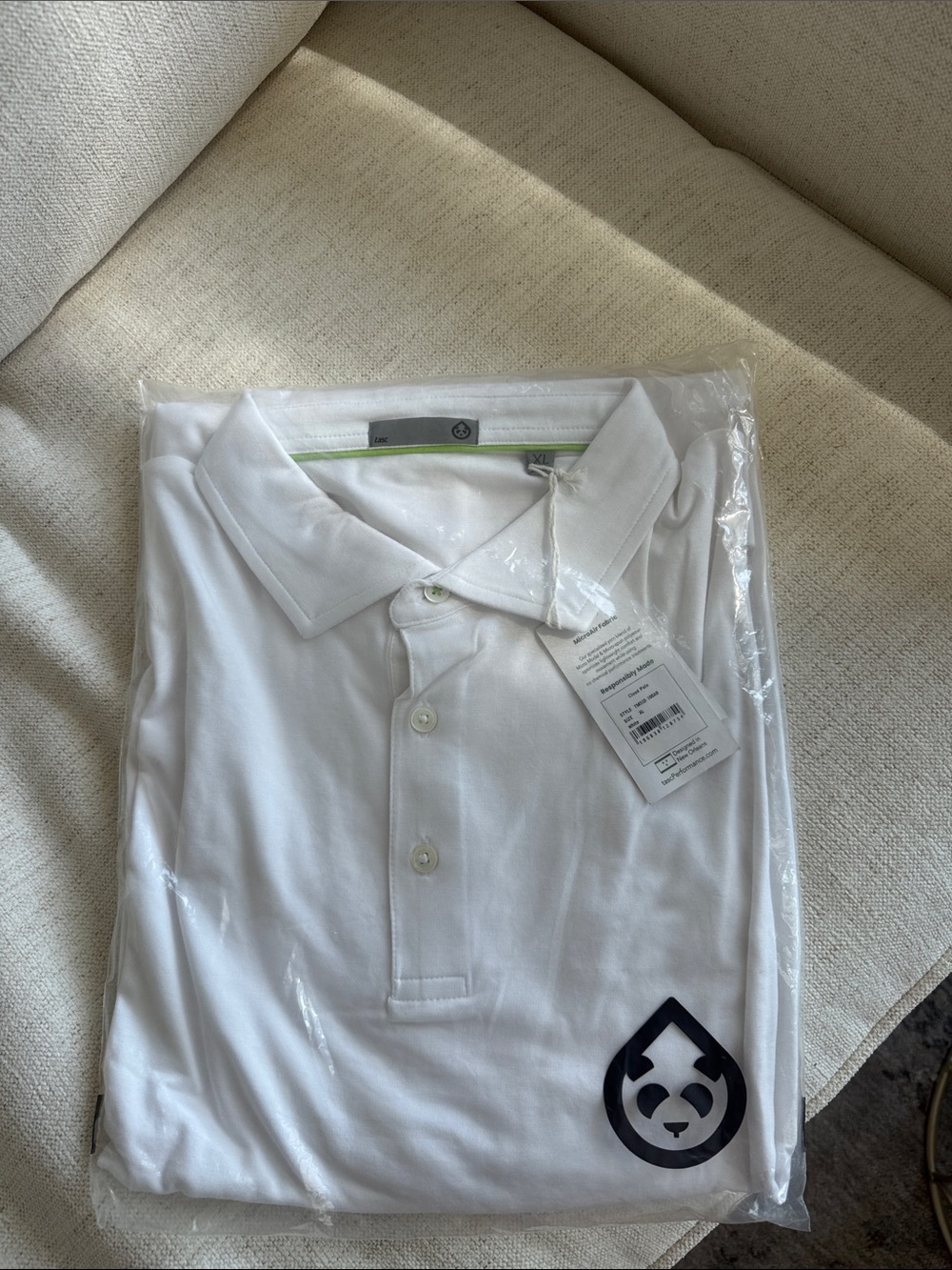 White Polo Shirt with Black Logo - Men